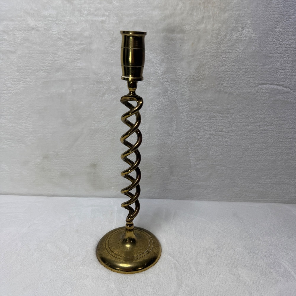 VTG Twisted Solid Brass Candlestick Holder 11" Inch Trumpet Taper Tabletop Decor